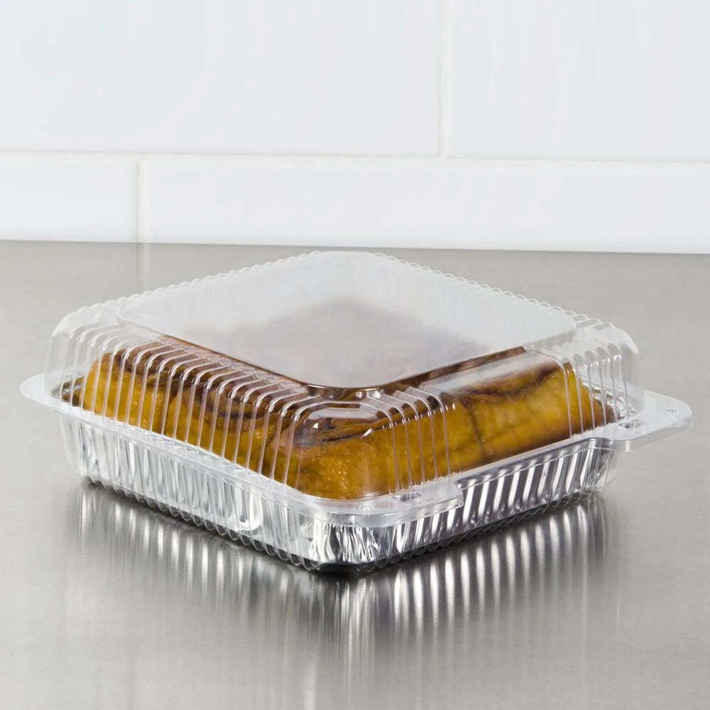 Clear Hinged Plastic Square Container - 250/Case O51054