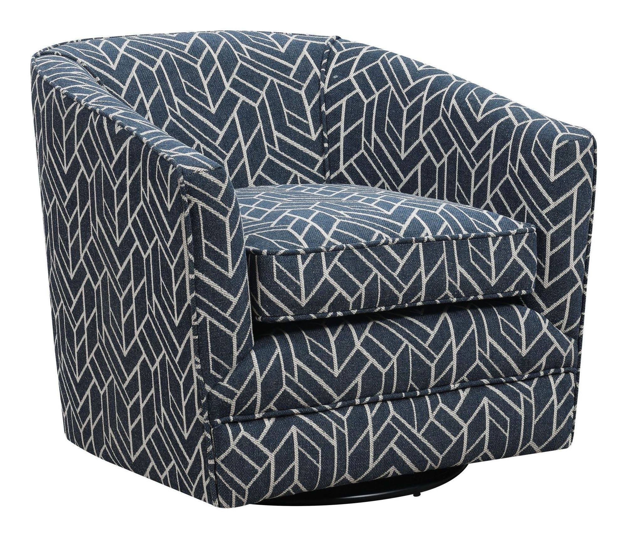 Navy Swivel Accent Chair with Curved Back E692679
