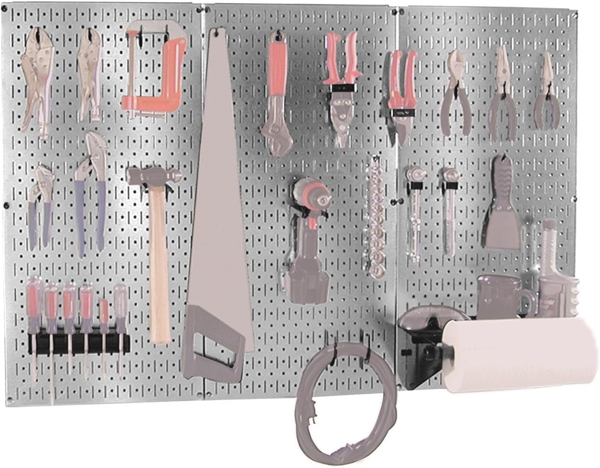 4-Feet Metal Pegboard Tool Organizer Kit with Galvanized Toolboard and Black Accessories U1956