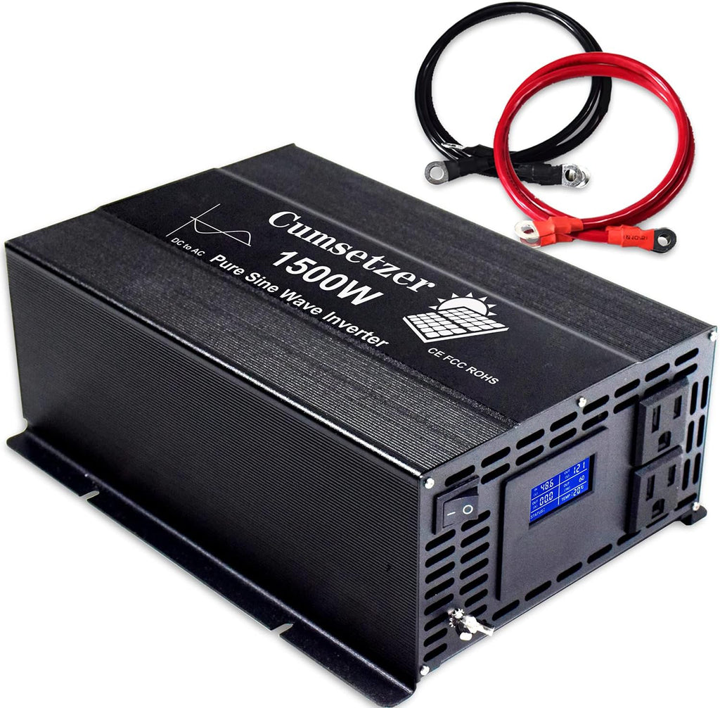 3000 Watt Pure Sine Wave Inverter 12V to 110V 120 Volt with Dual US Outlet and LCD Display K436607