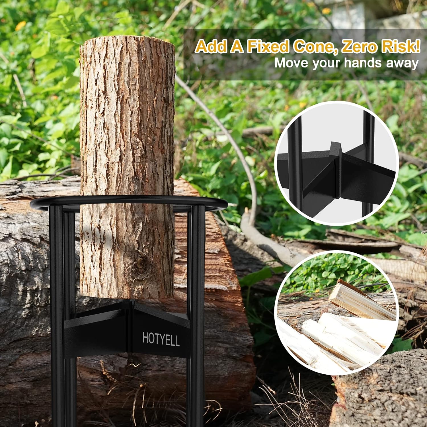 High Carbon Steel Manual Log Splitting Wedge Tool with Canvas Firewood Carrier K45050