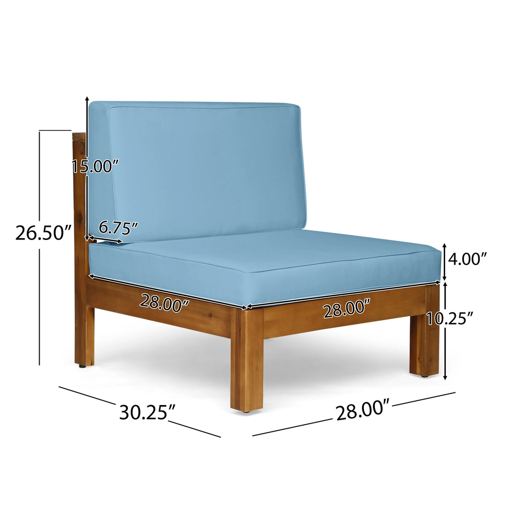 Blue Teak Finish Acacia Wood Sectional Sofa Set X5965