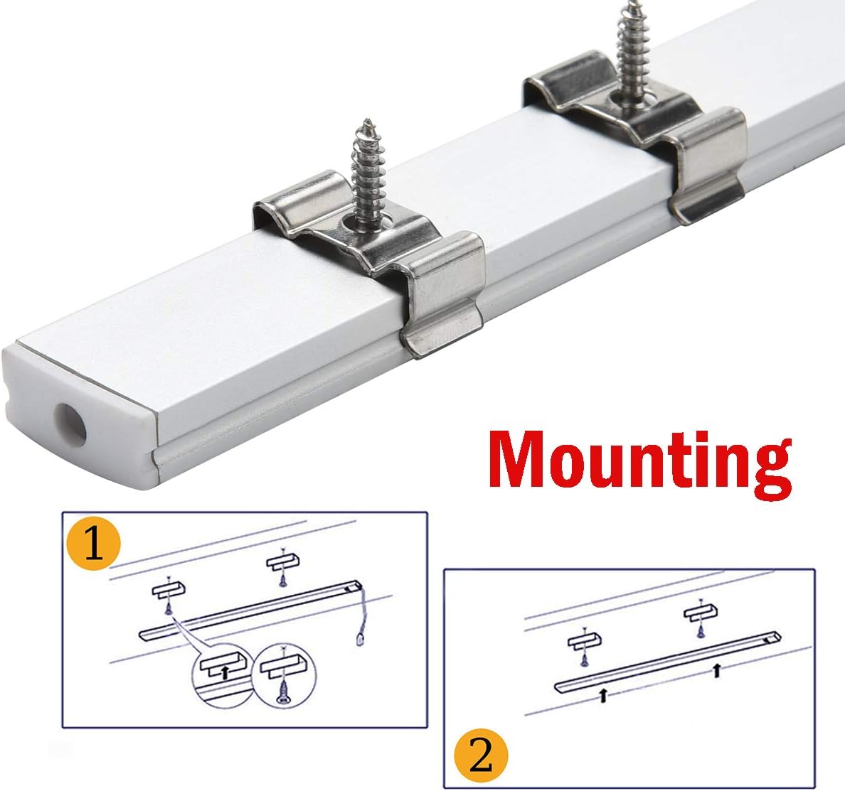 20Pack LED Aluminum Channel with Cover and Mounting Accessories J327