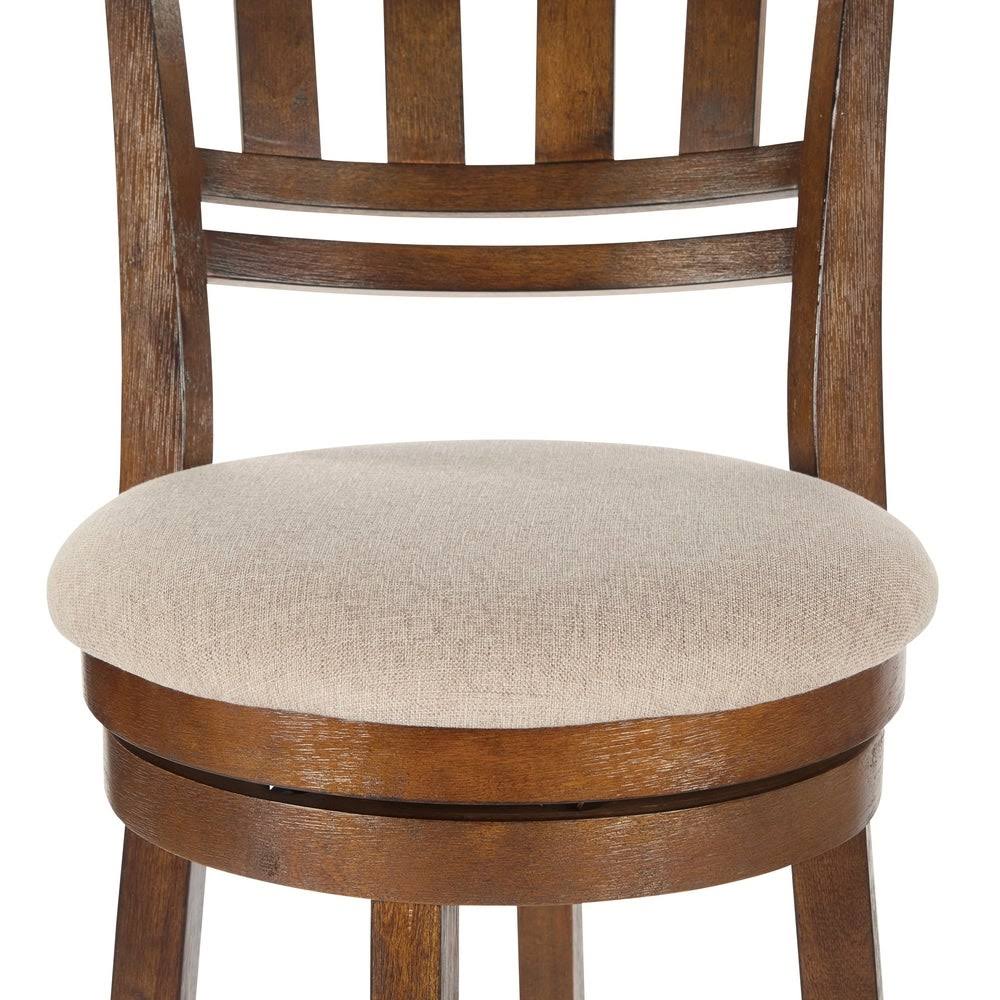 Burnt Brown Swivel Stool with Slatted Back X13038