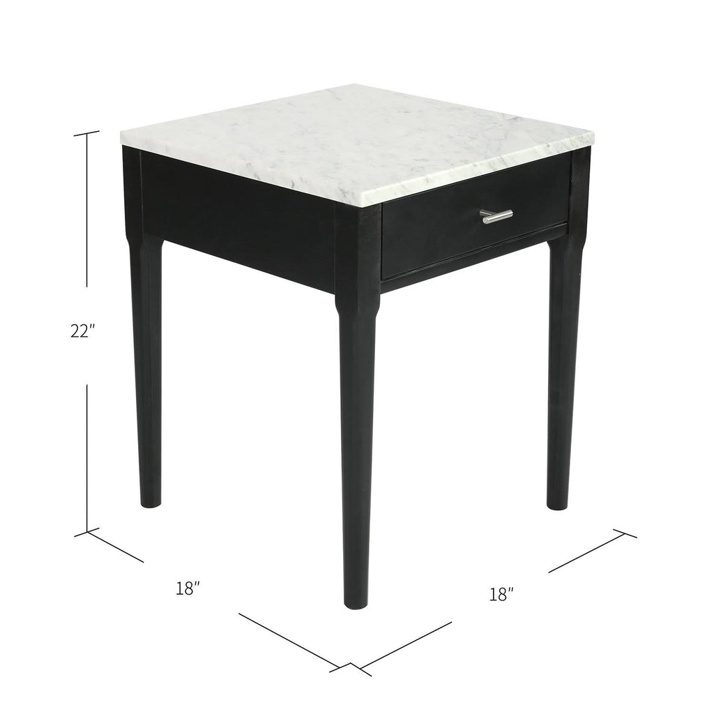18x22 Square White Marble Side Table with Legs D793387