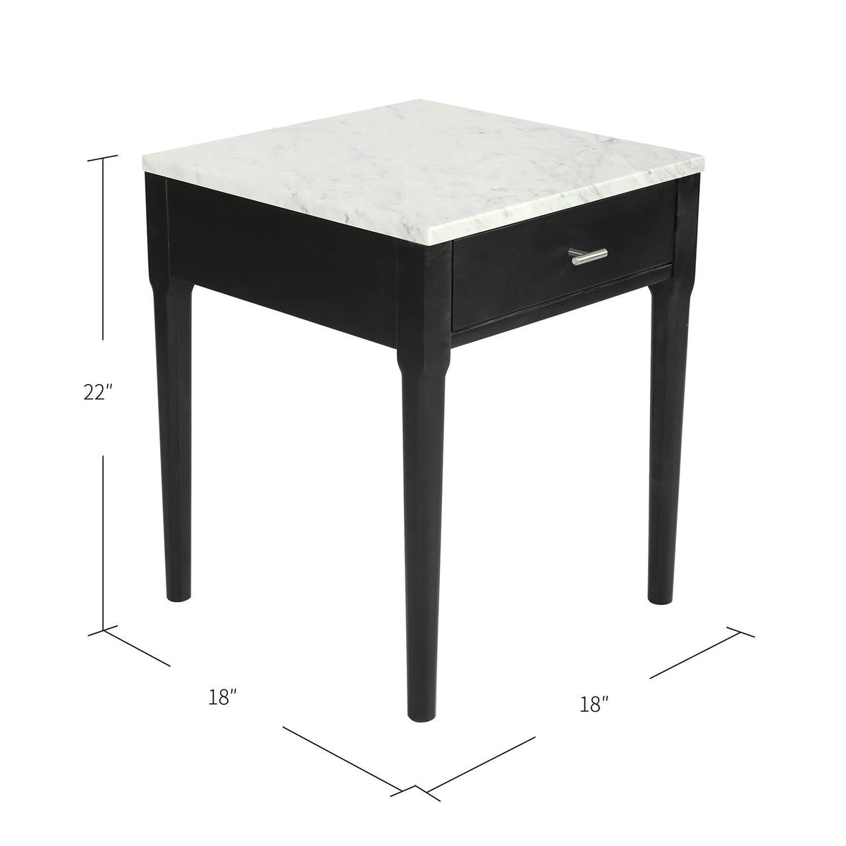 18x22 Square White Marble Side Table with Legs D793387