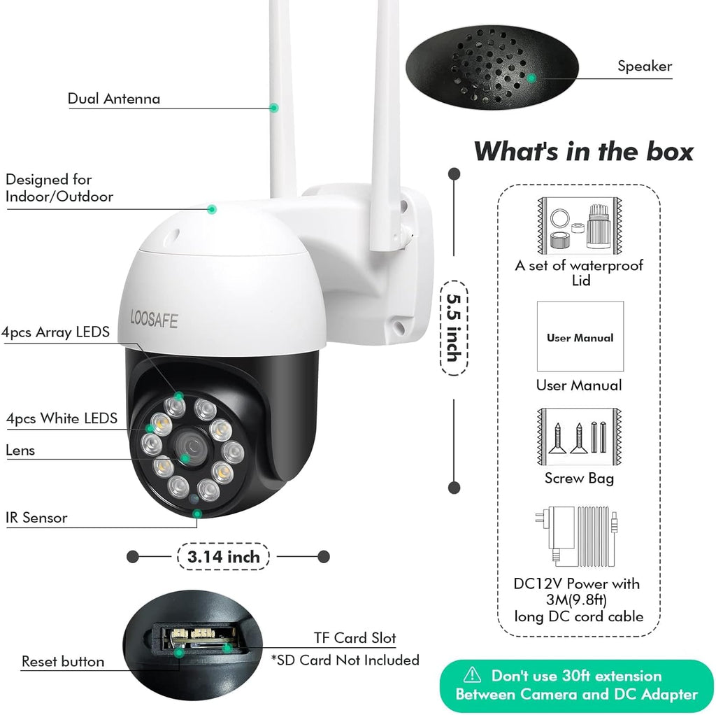 4MP PTZ Wireless Security Camera Outdoor with Spotlights M1441