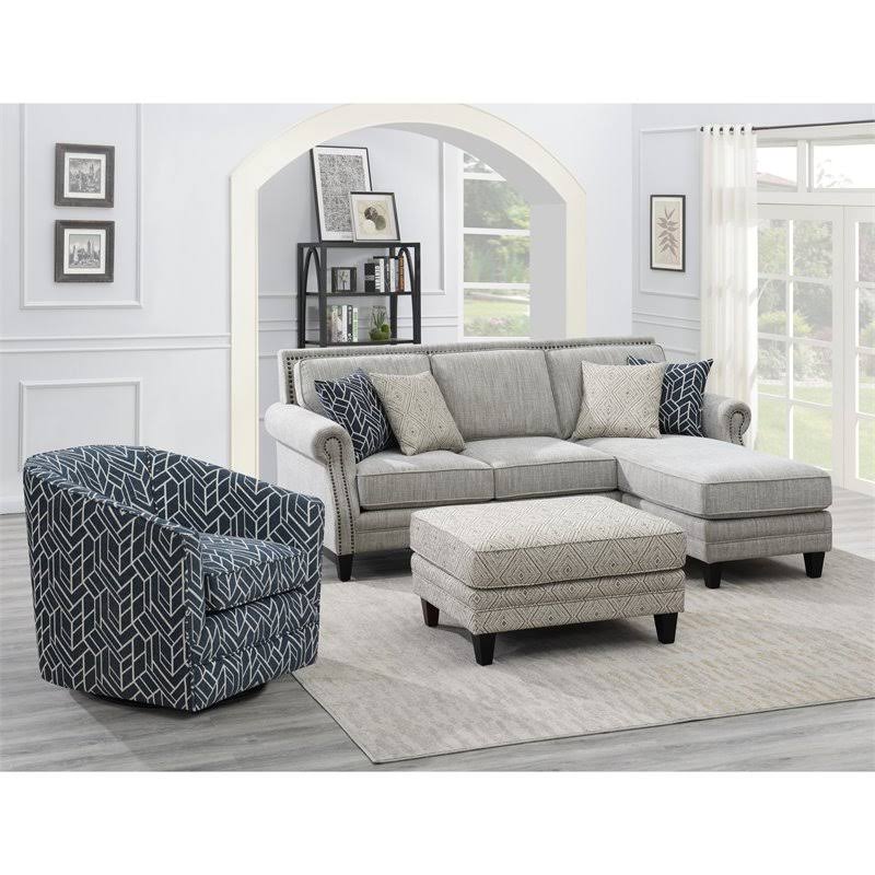 Navy Swivel Accent Chair with Curved Back E692679