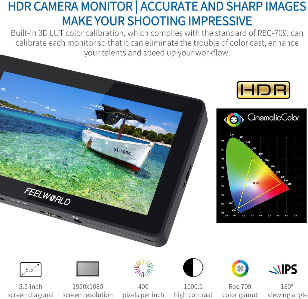 5.5 Inch 4K HDMI Input Output Touch Screen Camera Monitor R65905