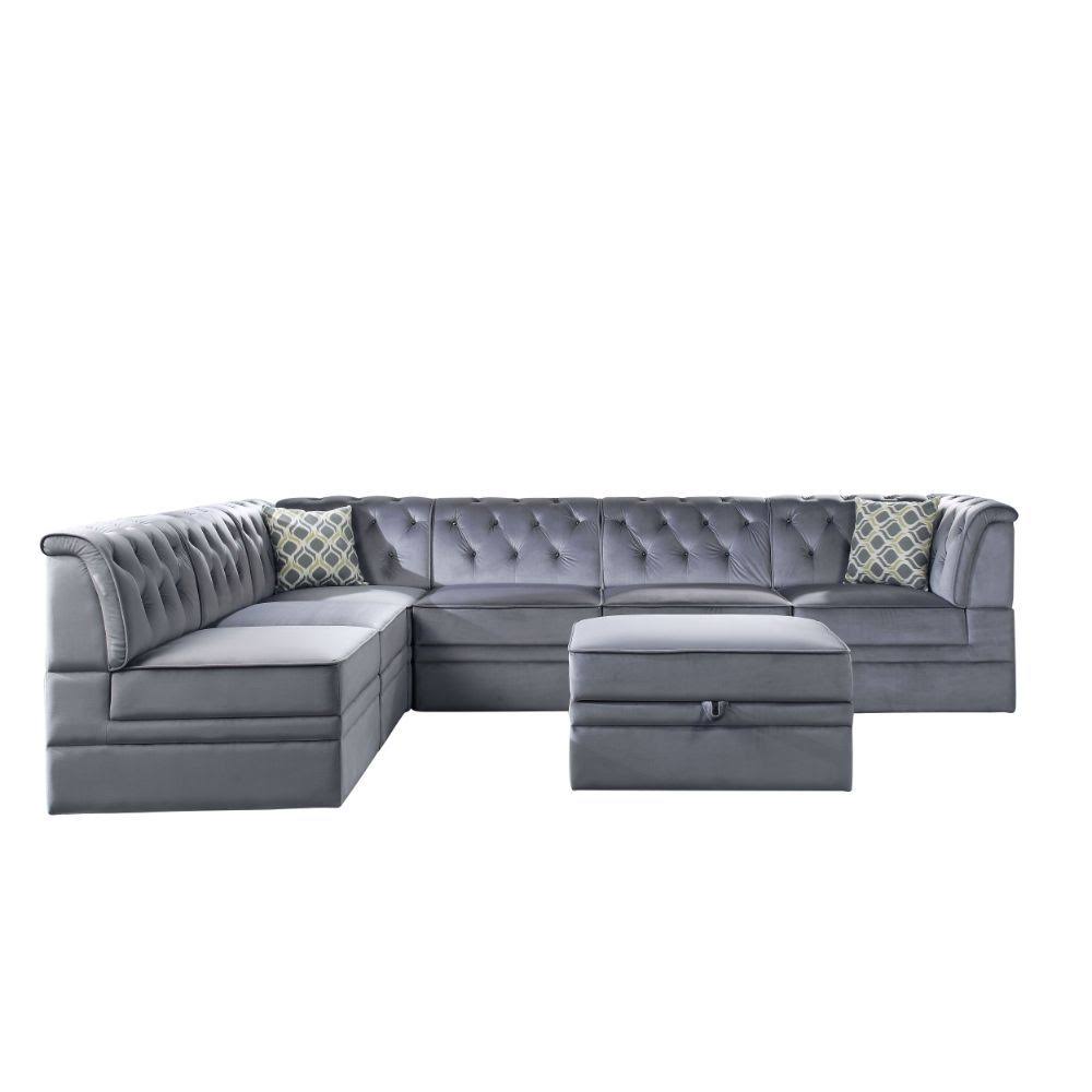 Gray Velvet Armless Chair T317897