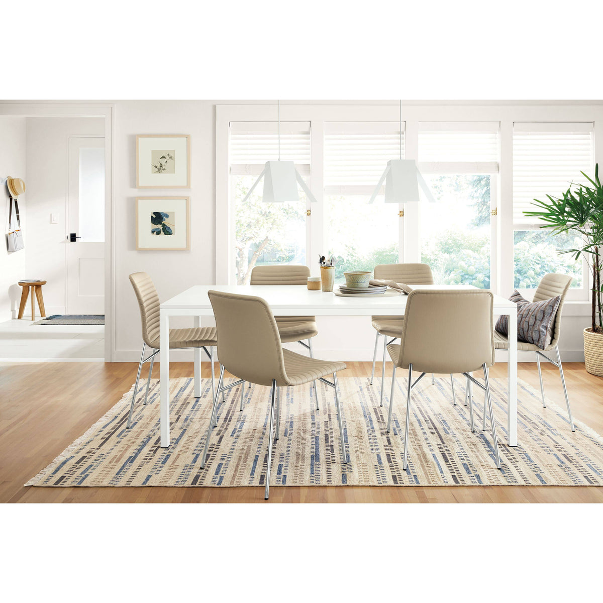 Modern Cato Side Chair in Grey with Chrome Frame N3655