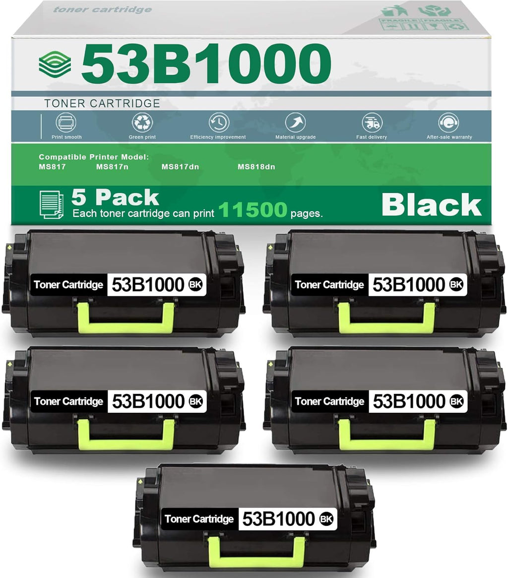 5 Pack Black High Yield Remanufactured Toner Cartridge D27889