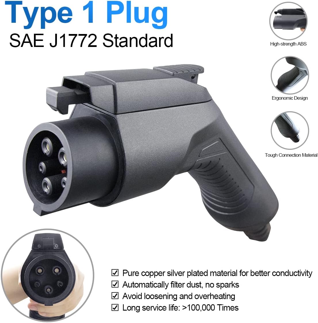Level 2 EV Charger, 220V 32 Amp 7.68kW, Type 1 & NEMA 14-50 Plug, 25ft Cable D686268