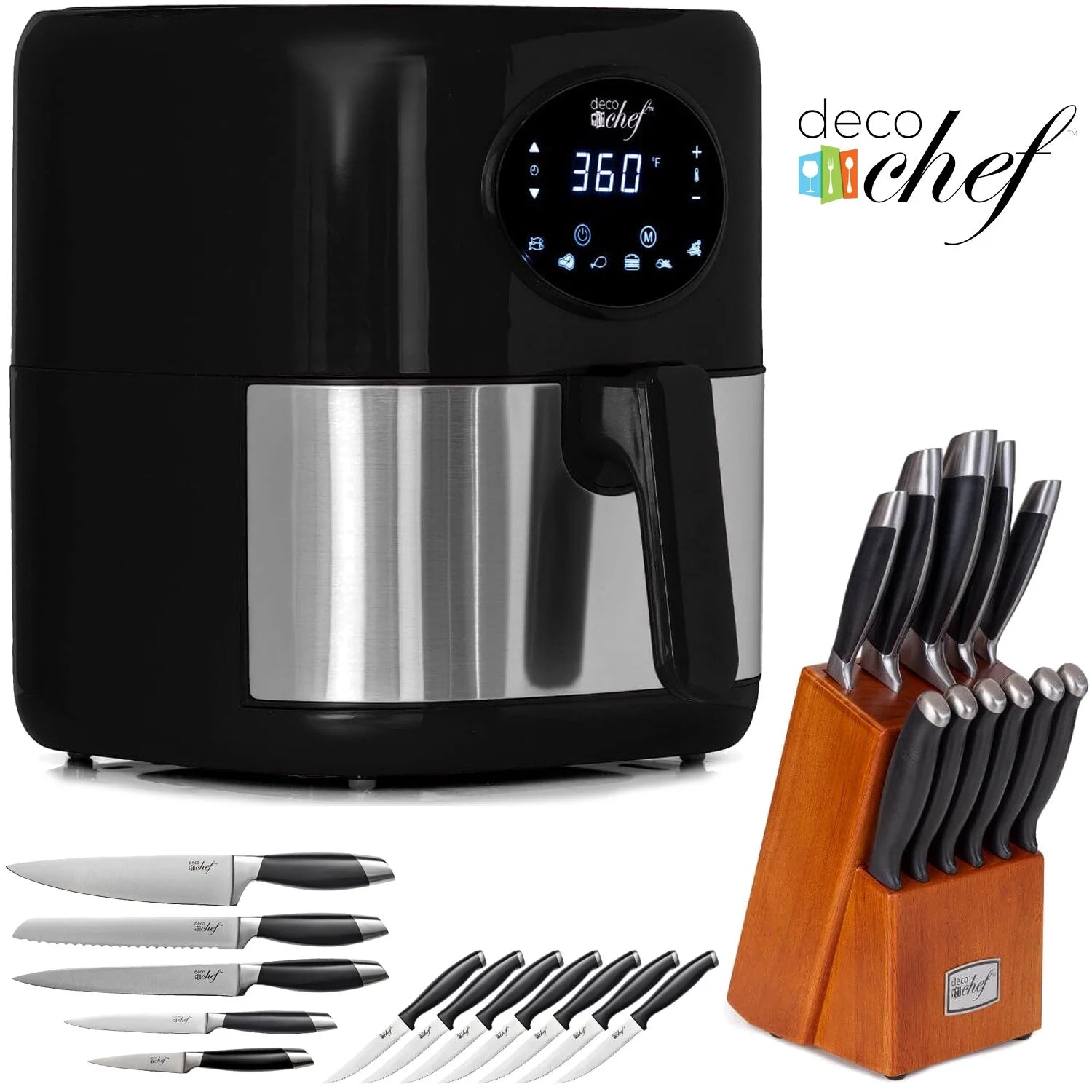3.7QT Digital Air Fryer Bundle with 12-Piece Knife Set C56546