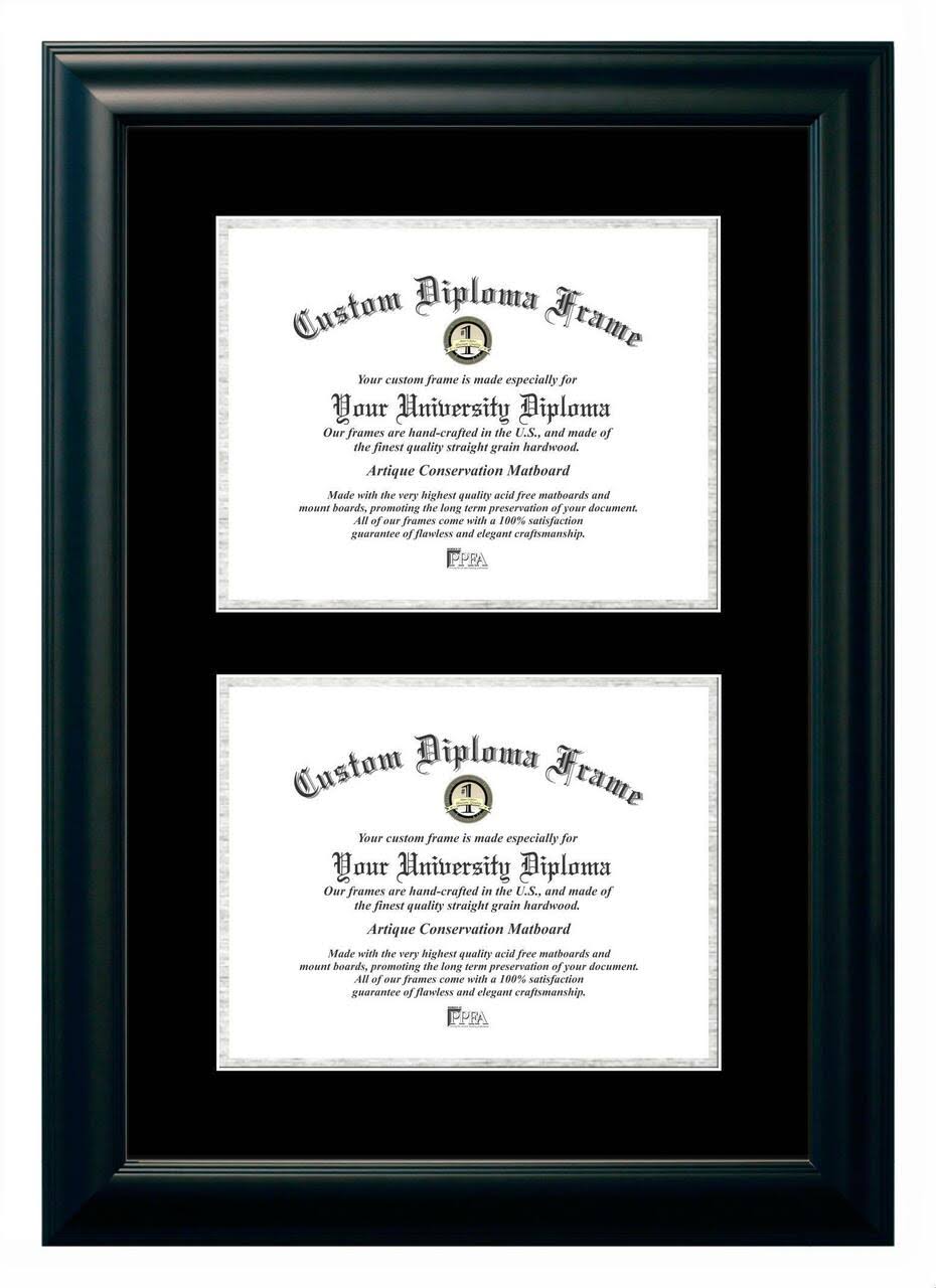 8.5x11 Double Degree Satin Black Black Silver Mats Certificate Frame N673481