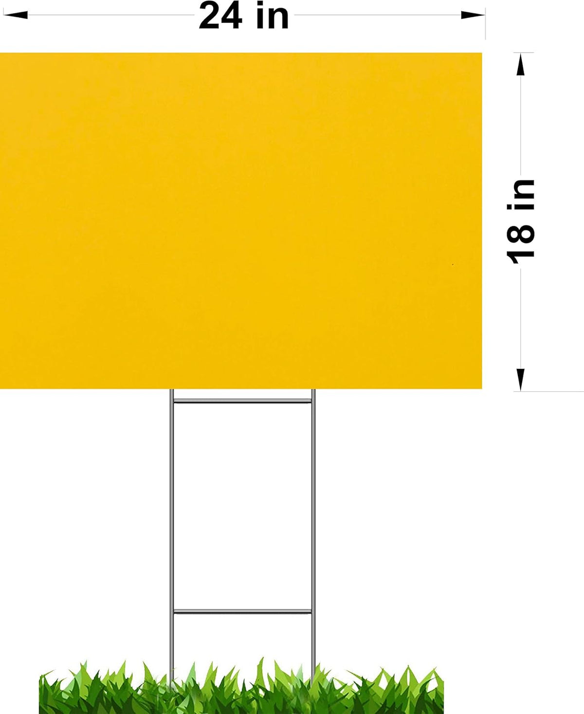Yellow Signs 18''x24'' x 4 MM & 20 Stake Double H 10''x30'' x 9 Gauge Wire Stake Pack of 2 H87724