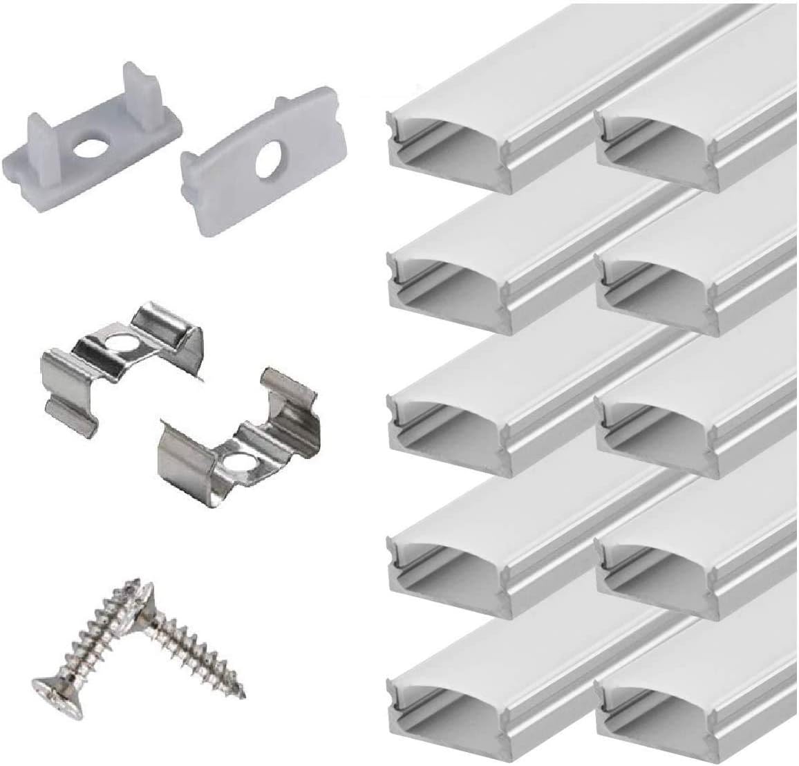 20Pack LED Aluminum Channel with Cover and Mounting Accessories J327