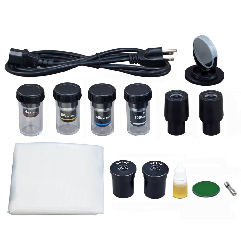 40X-2000X Binocular Laboratory Compound LED Microscope with Phase Contrast Kit H1110