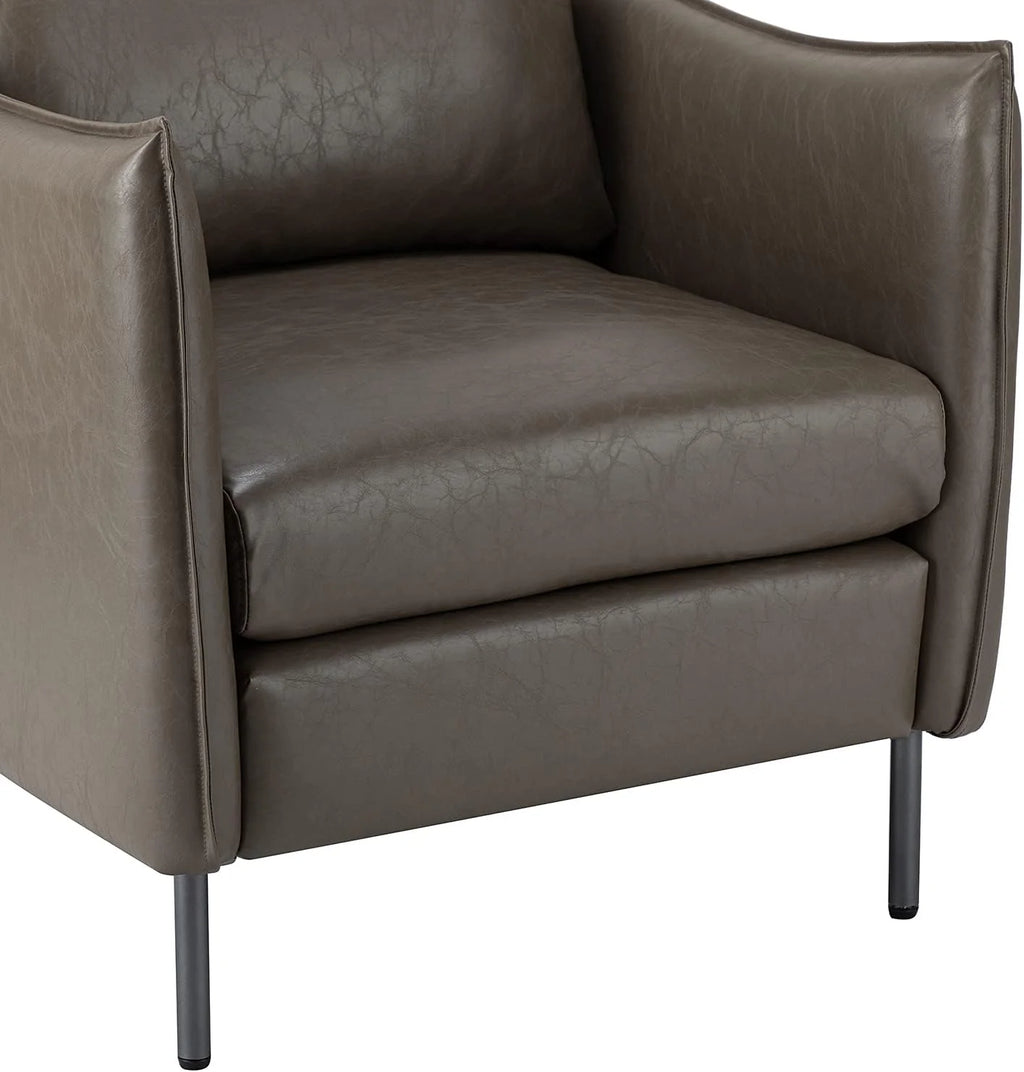 Grey Faux Leather Armchair with Moveable Cushion J785931