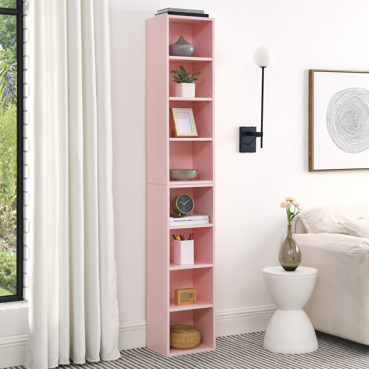 8-Tier Media Tower Rack with Adjustable Shelves I661