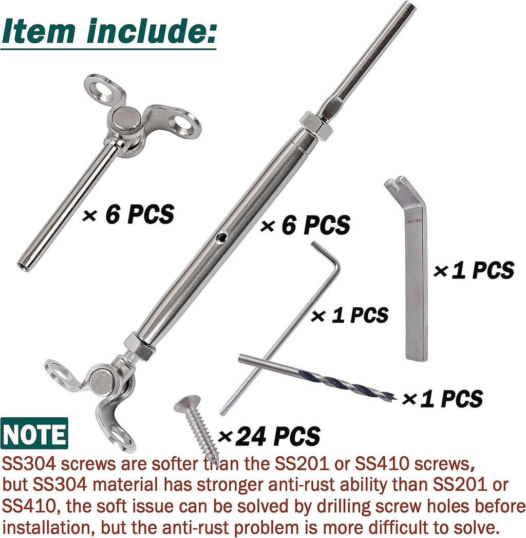T316 Stainless Steel Adjustable Angle 1/8 Cable Railing Kit Hardware 10 Pack F548873