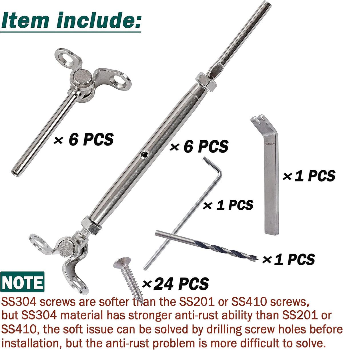 T316 Stainless Steel Adjustable Angle 1/8 Cable Railing Kit Hardware 10 Pack F548873