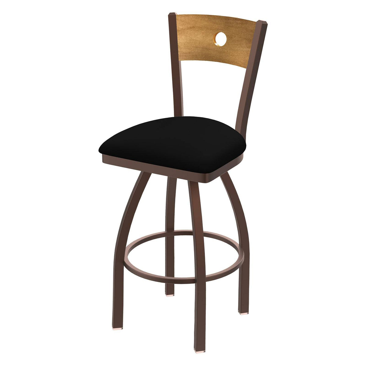 Swivel Counter Stool with Black Vinyl Seat D2747
