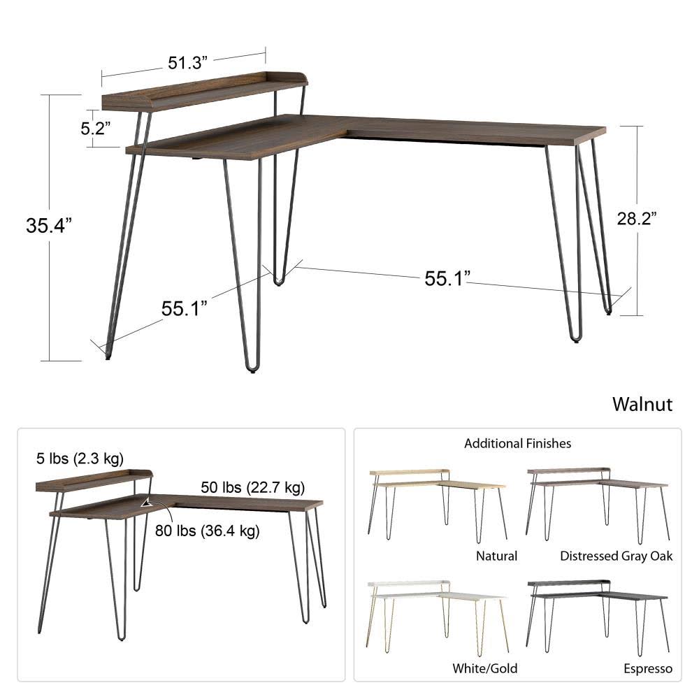 Natural L Desk with Riser F2402