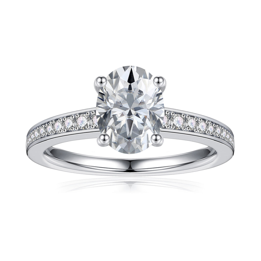 1.5 Carat Moissanite Oval Cut Engagement Ring 925 Sterling Silver D6267