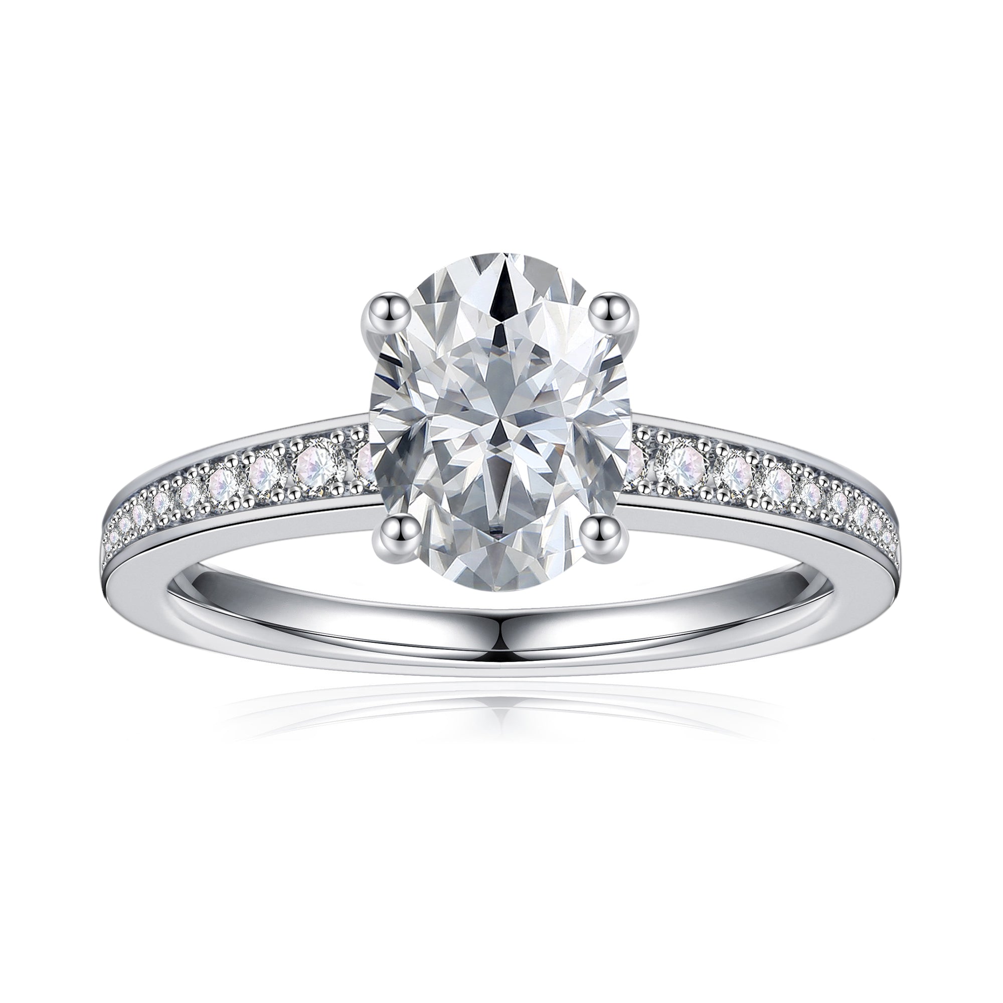 1.5 Carat Moissanite Oval Cut Engagement Ring 925 Sterling Silver D6267