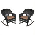 Black and Brown Wicker Rocker Chair (Set of 2) T992030