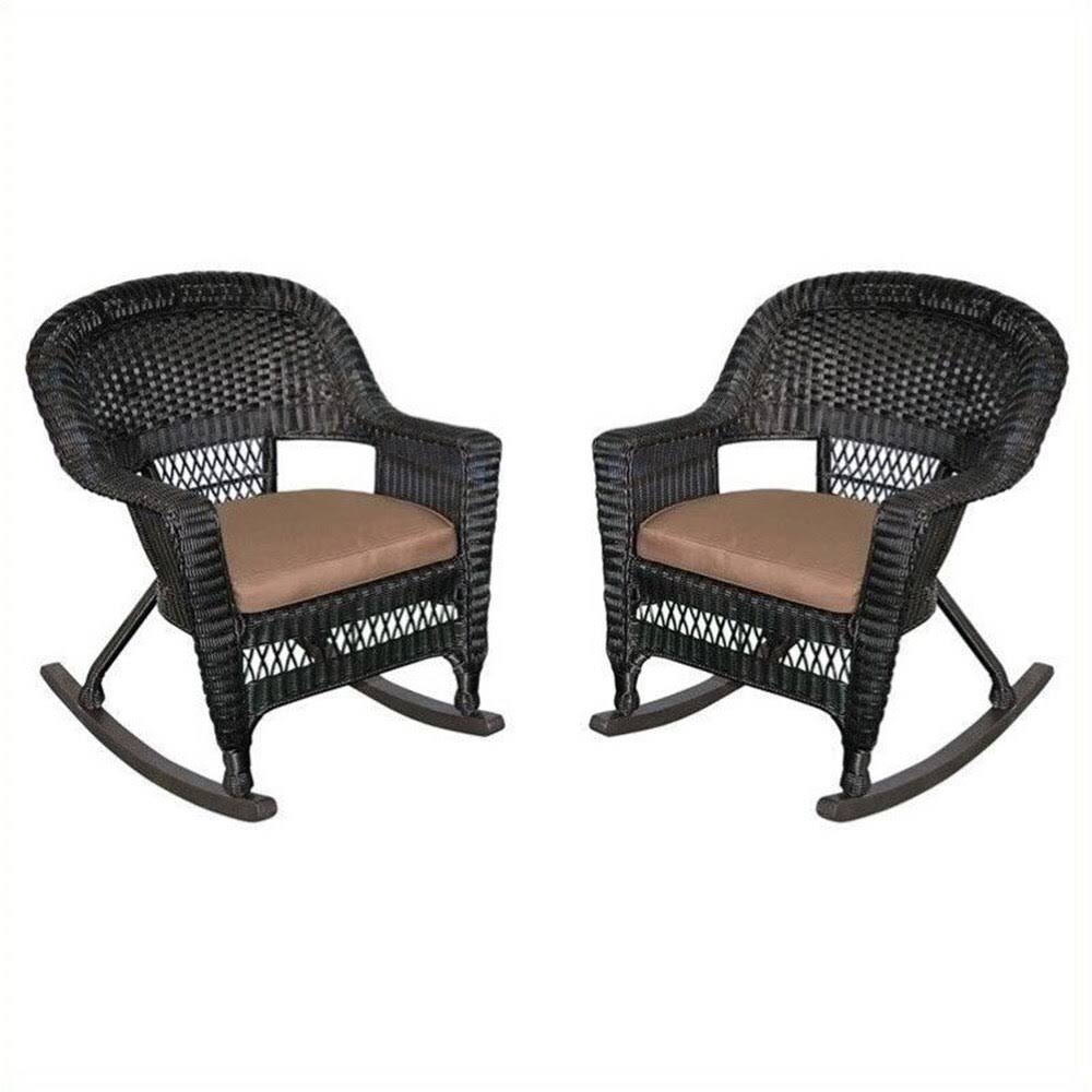 Black and Brown Wicker Rocker Chair (Set of 2) T992030