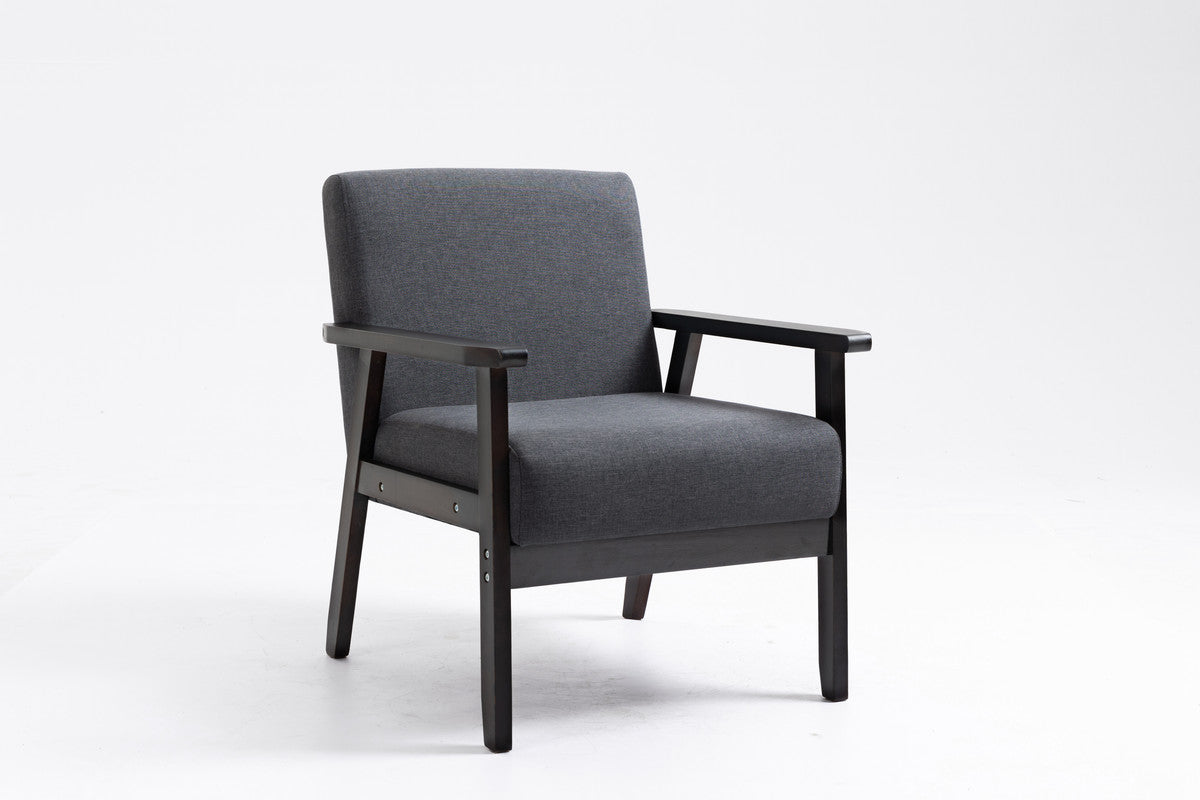 Espresso Dark Gray Linen Fabric Loveseat and 2 Chair Set R794792