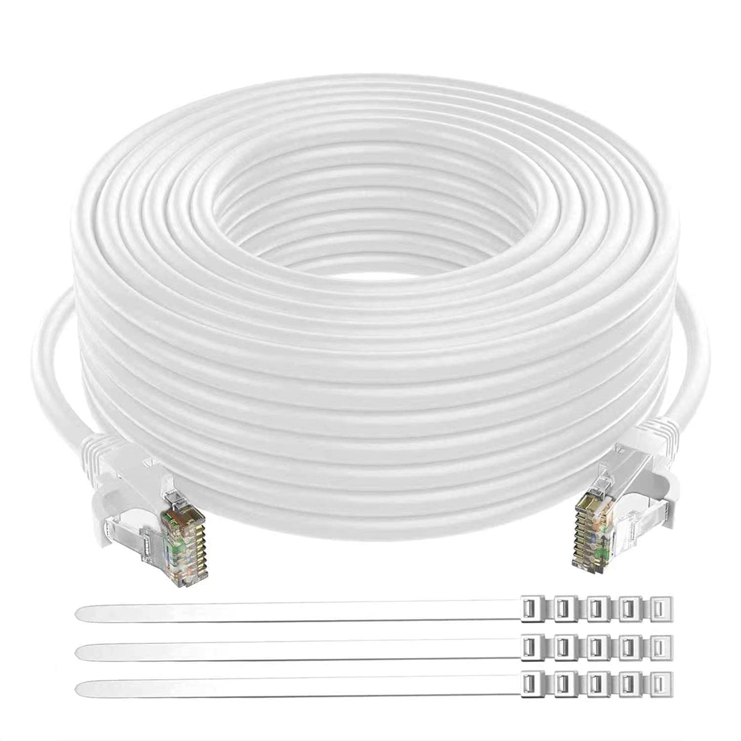 Cat6 Ethernet Cable 200 Feet Grey UTP RJ45 Internet Cable with 15 pcs Ties M743