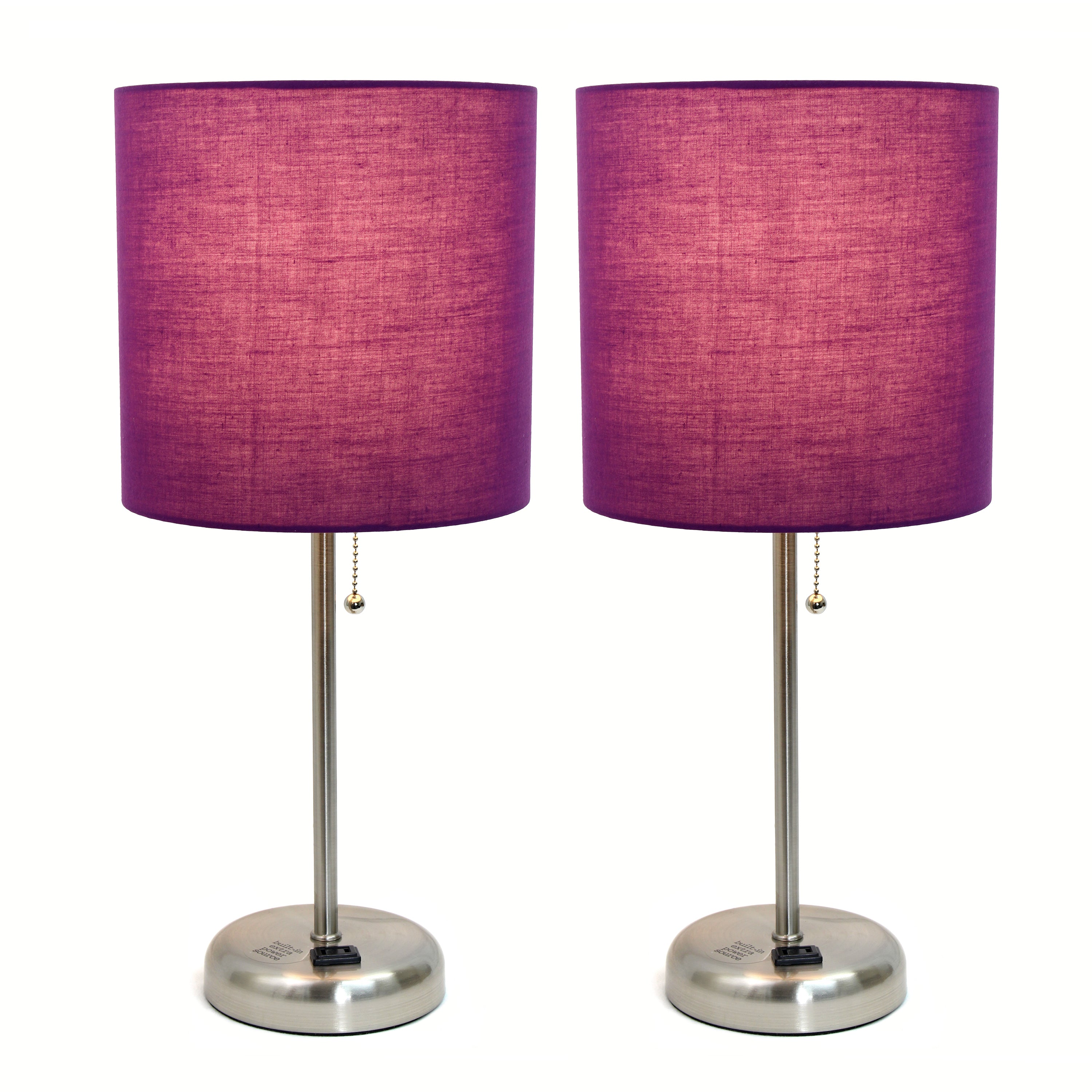 Stick Lamp with Outlet and Fabric Shade Two Pack Set Z1681