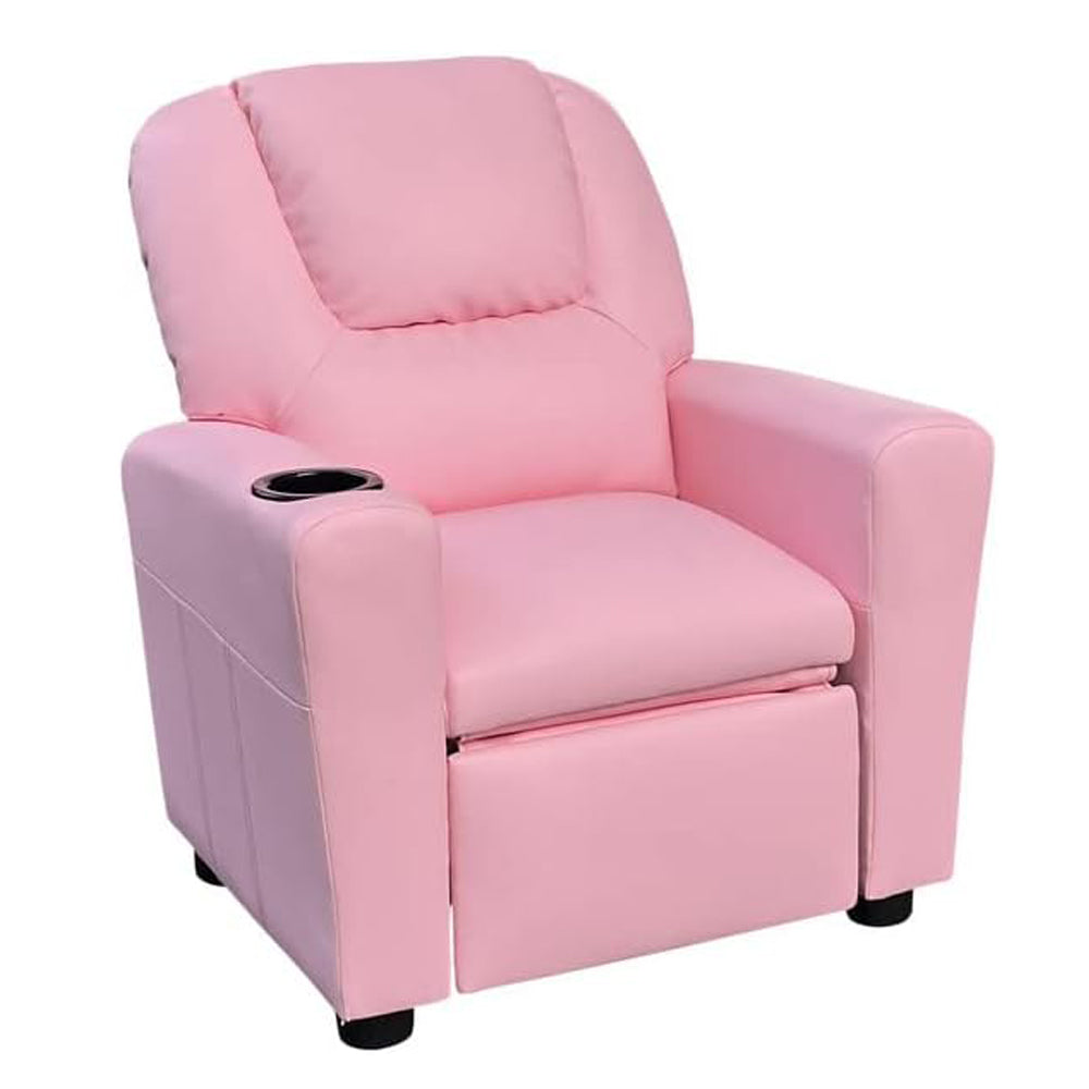 Pink PU Leather Recliner Chair with Cup Holder S1139