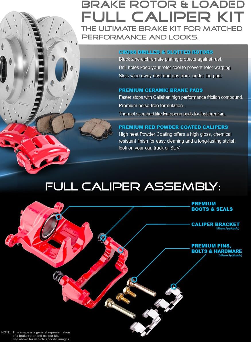 Red Powder Coated Caliper Assembly Set Kit B583