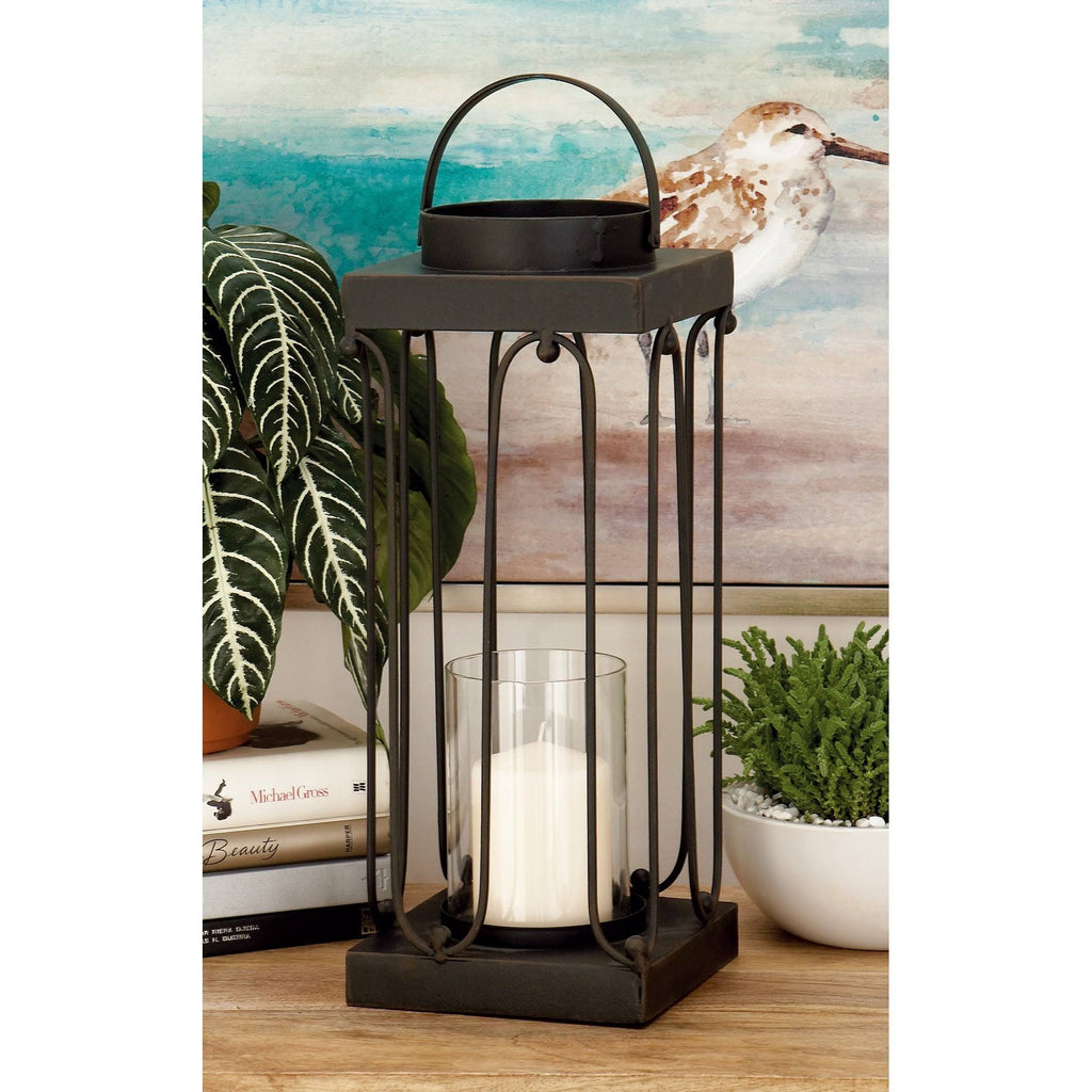 Metal Glass Candle Lantern Set of 2 K931