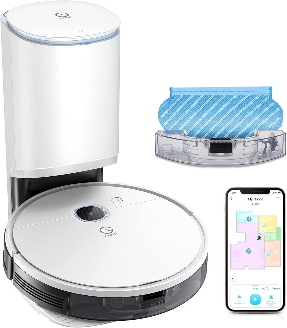 Robot Vacuum and Mop, Self-Emptying, 3000Pa Suction, 200mins Runtime P396500