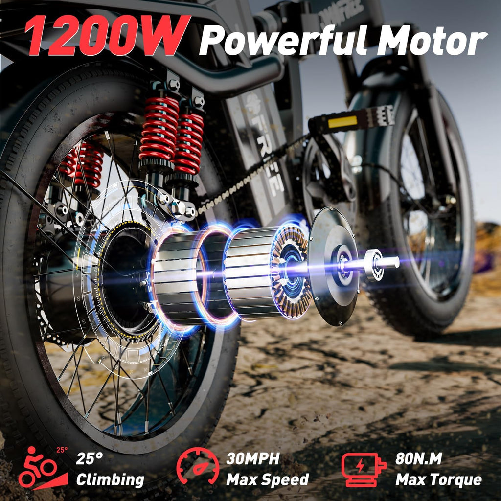 1200W 48V 20AH Removable Battery 16" Tire Folding Electric Bike R9934