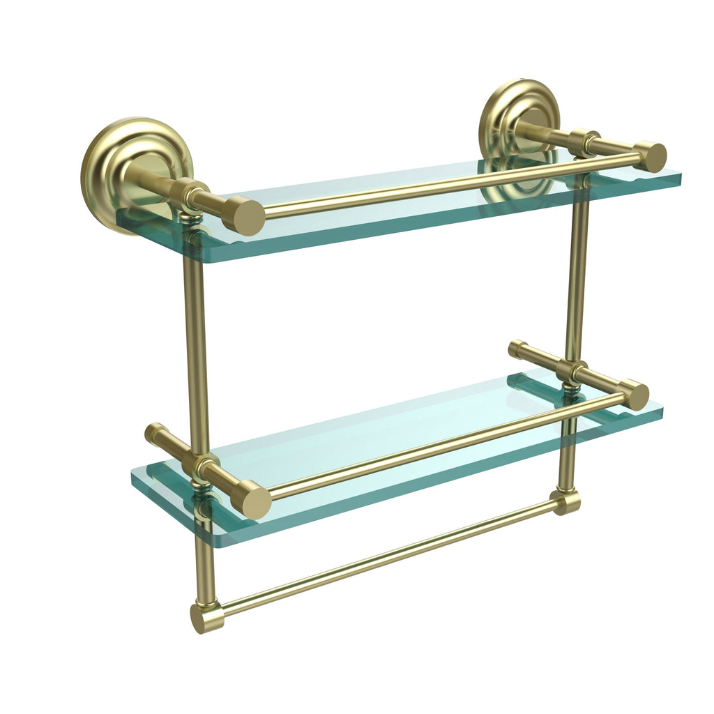 Double Glass Shelf with Towel Bar Satin Brass O971