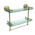Double Glass Shelf with Towel Bar Satin Brass O971