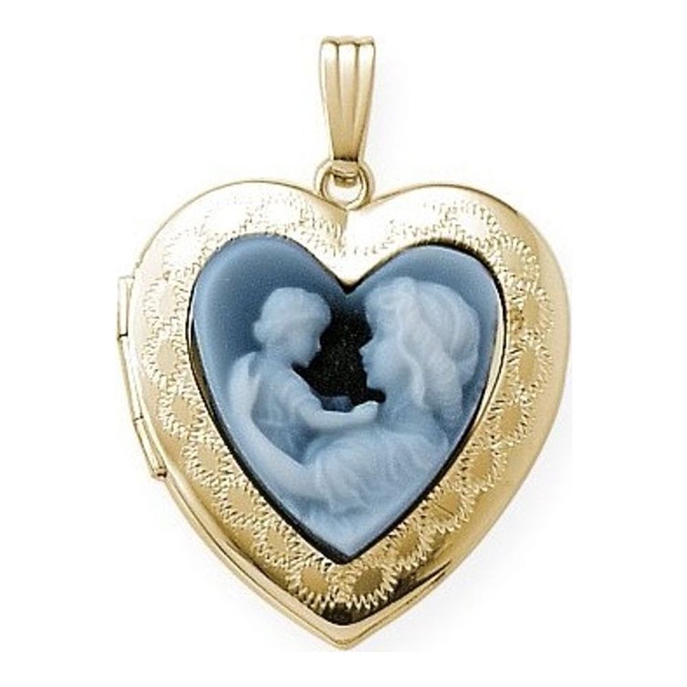 Solid 14K Yellow Gold Cameo Locket Necklace Pendants O90820