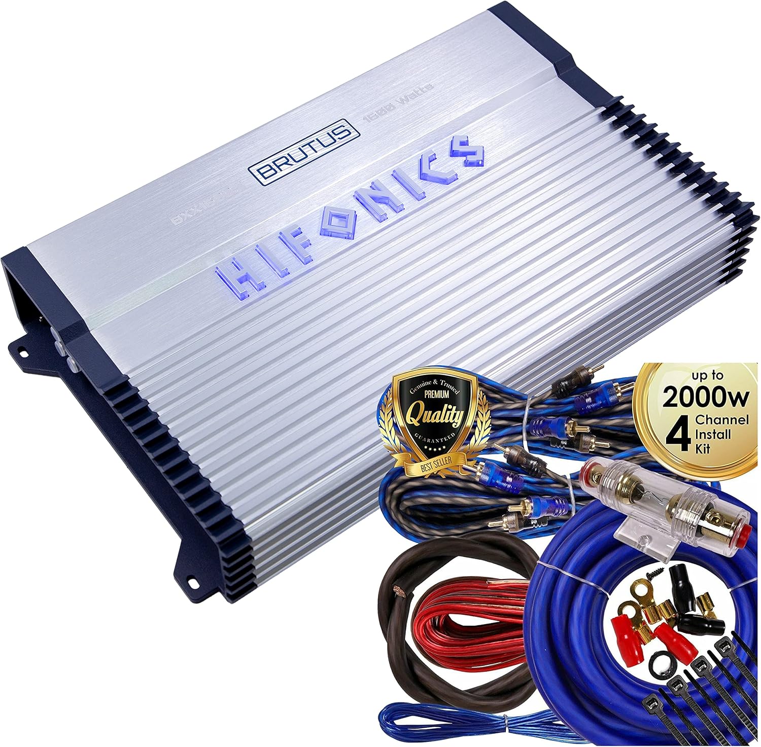 1600 Watt RMS 4-Channel Car Audio Amplifier with 4 Gauge Installation Kit J3275