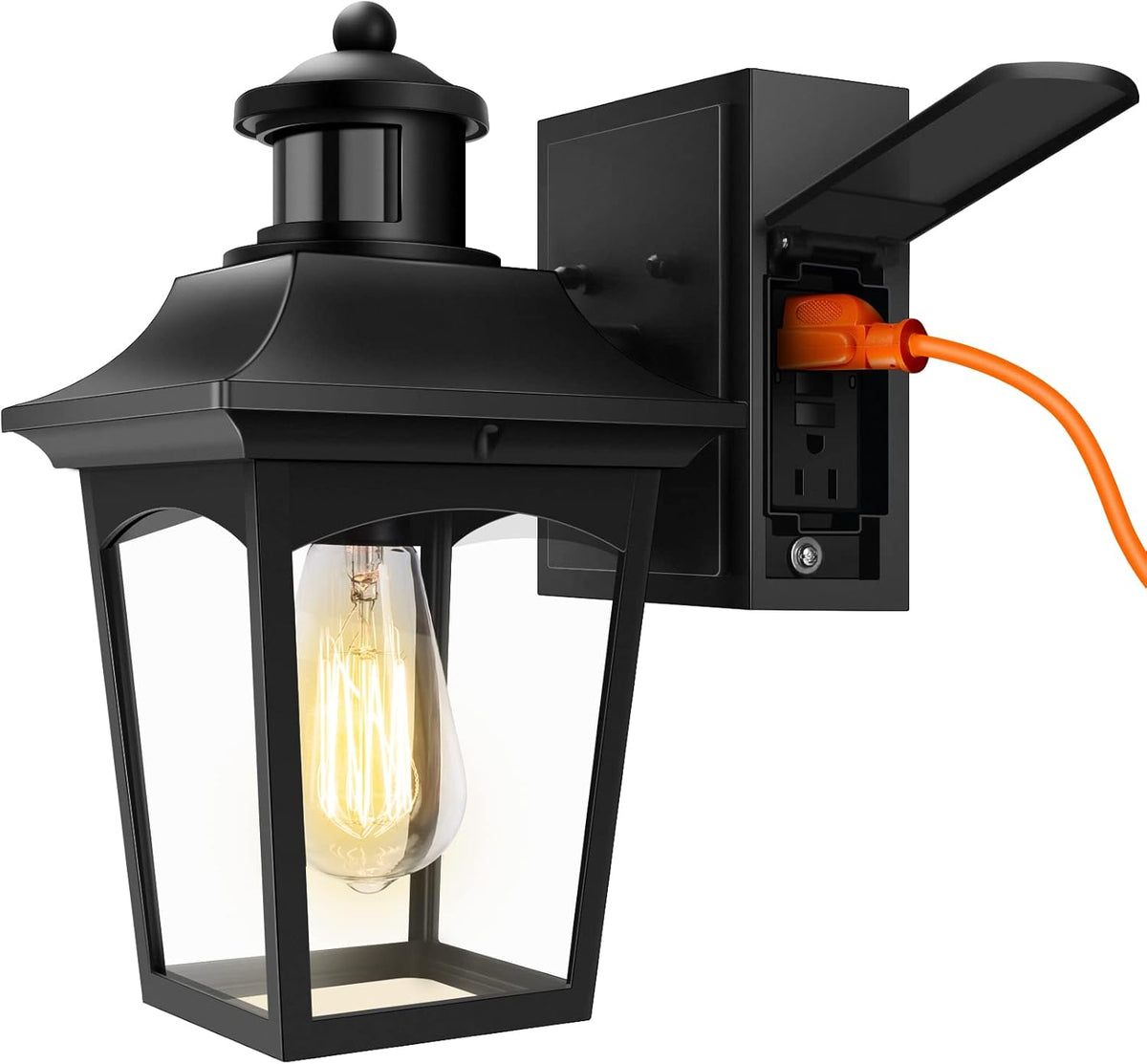 Outdoor Lights with Outlet, Motion Sensor Porch Light, Waterproof Aluminum Exterior Wall Light F5620