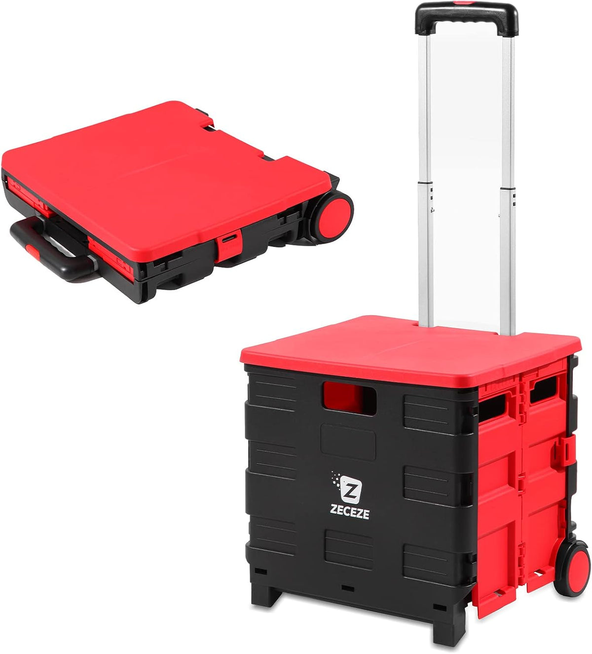 Black Collapsible Rolling Cart with Wheels and Handle D696