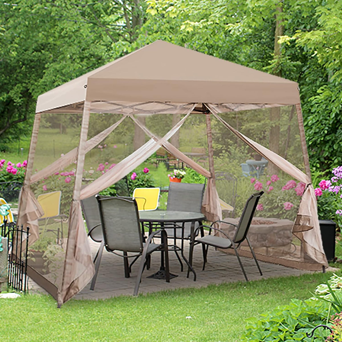 10' x 10' Pop Up Canopy Tent with Mosquito Netting D96794