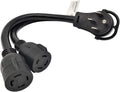 V Splitter Cord 14-50P to (2) L14-30R, 50 AMP 4-Prong, 125V / 250V, 1.5FT, Pack of 2 Z152