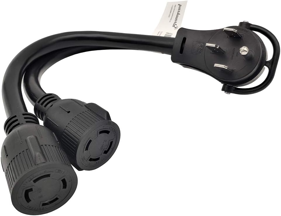 V Splitter Cord 14-50P to (2) L14-30R, 50 AMP 4-Prong, 125V / 250V, 1.5FT, Pack of 2 Z152