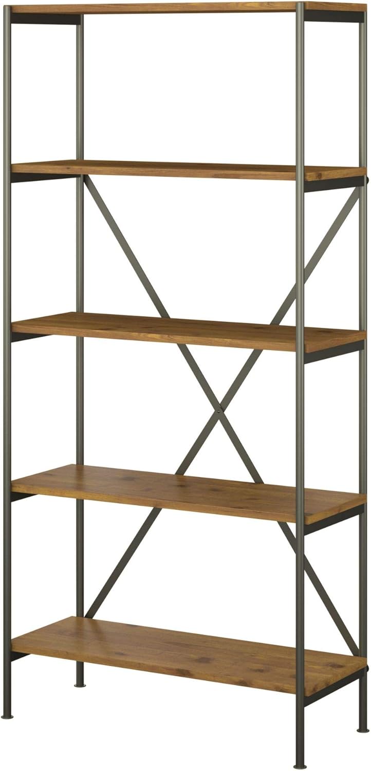 Vintage Golden Pine 5 Shelf Etagere Bookcase J1326